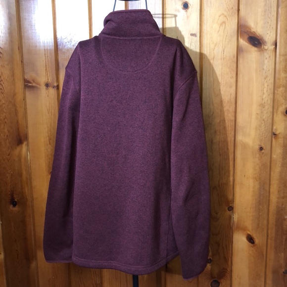 L.L bean mens maroon/red zip up fleece sweater coat size large slightly fitted - Picture 5 of 5